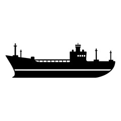 Oil tanker silhouette vector isolated on white background