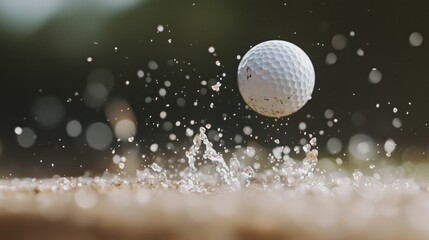 Close-up of a golf ball dropping into the cup