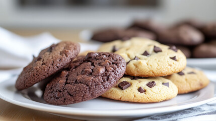 Fototapeta premium Homemade Bakery: Vanilla and Chocolate Cookies captures the cozy, delicious charm of freshly baked treats