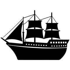 Ship silhouette vector isolated on white background