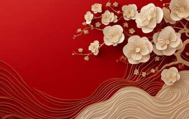 Naklejka premium Traditional artistic background of China elements