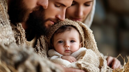 Obraz premium Holy Family, a tender depiction of the baby Jesus