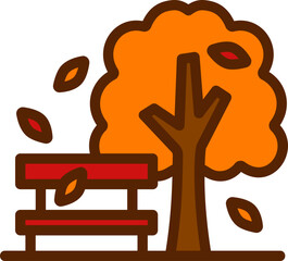 Bench Autumn Filled Line Icon