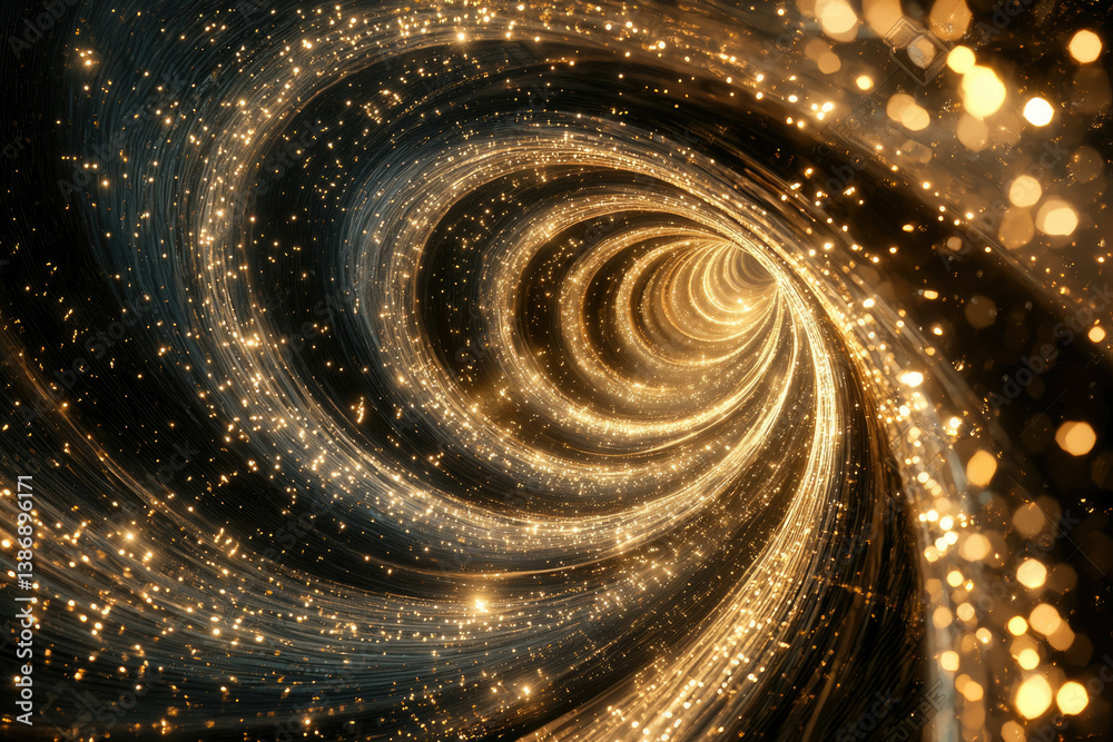 Poster a swirling vortex of golden light and sparkling particles creates a mesmerizing tunnel of cosmic ene