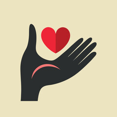 hand and heart an open hand silhouette with a sma.eps