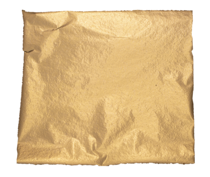 Gold square frame with crumpled foil texture and polished surface. Wrinkled metallic paper with gloss, gradient color, and glistering effect. Isolated on white background.. - Powered by Adobe