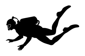 Scuba diver vector silhouette