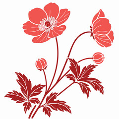 Japanese anemone flower silhouette vector illustration