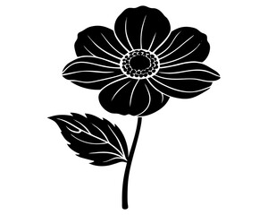 Japanese anemone flower silhouette vector illustration