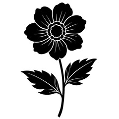 Japanese anemone flower silhouette vector illustration