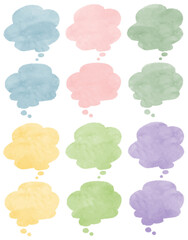手描き風のテクスチャーのある雲型の吹き出しセット