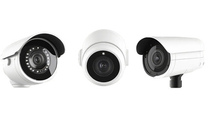 Collection of smart home CCTV security camera isolated on transparent background