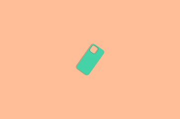 Minimalistic green phone case for smartphone. Petite, cute design with a small, sleek silicone protector. Simple, smart accessory offering protection, perfect for mobile and cellphone style with a.