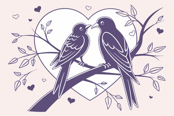 bird couple silhouette design. romantic icon vector illustration.
