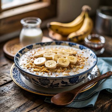Doi Chira &ndash; Authentic Bengali Breakfast with Flattened Rice, Yogurt, Milk, and Banana