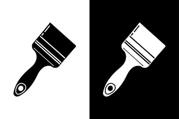 Black and White Paint Brush Icon Vector Silhouette.