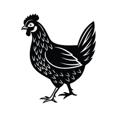 Hen Vector silhouette isolated on a white background