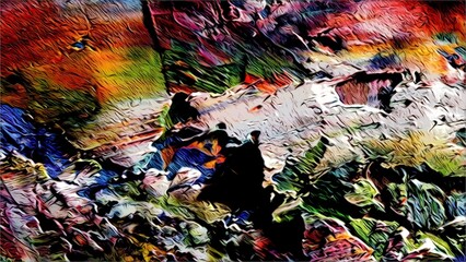 Abstract art background . Hand painting artwork on canvas .