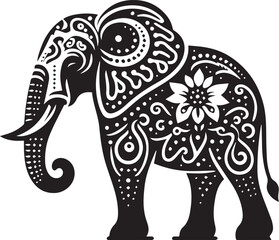 Elephants Vector in Black & White