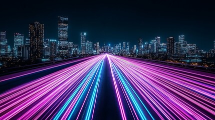 Fototapeta premium Neon City Highway Speed