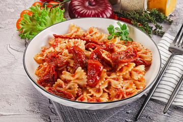 Italian pasta with dry tomato