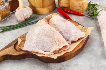 Raw chicken thigh for cooking