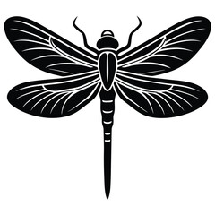 Fototapeta premium Dragonfly single vector silhouette pic
