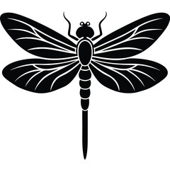 Fototapeta premium Dragonfly single vector silhouette pic