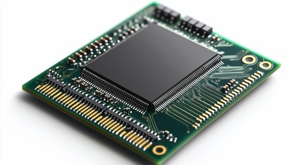 High-Resolution Close-up of a Microchip Circuit Board