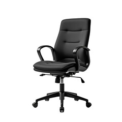 Adjustable Ergonomic Black Office Chair Isolated on Transparent Background