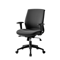 Modern Ergonomic Office Chair with Armrests Isolated on Transparent Background