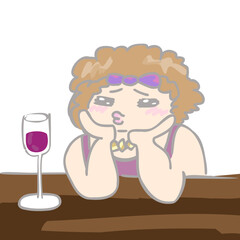 バーで憂うレディ