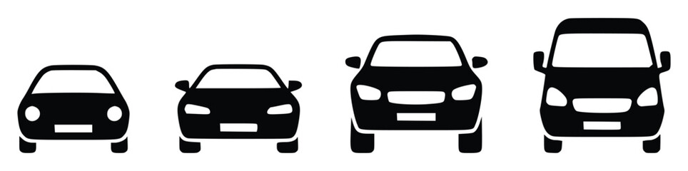 Four Different Car Body Types In Silhouette Isolated On White Background