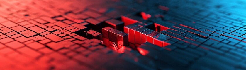 Abstract digital background with a vibrant red and blue color contrast, emphasizing data.