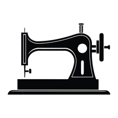 Minimalist Sewing Machine Silhouette Retro Crafting Element