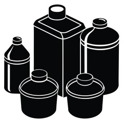 Set Of Liquid Storage Container Vector – Bottle, Jug, Canister, and Tank Silhouette Design