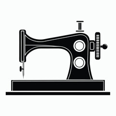 Old Fashioned Sewing Machine Icon Vintage Crafting Art