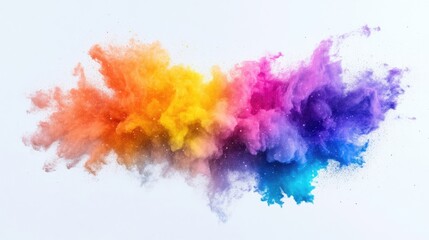Obraz premium Vibrant explosion of colorful powder. A cloud of multi-hued, vibrant powder erupts in the air, creating a dynamic and colorful abstract art piece