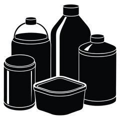 Set Of Liquid Storage Container Vector – Bottle, Jug, Canister, and Tank Silhouette Design