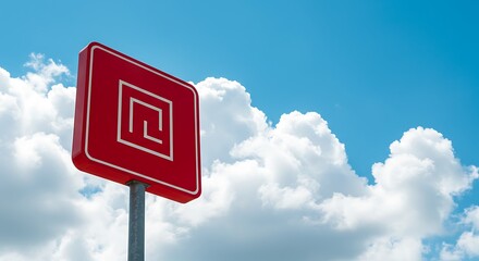 Red Square Sign: Hopeful Sky, New Beginnings AI Generated