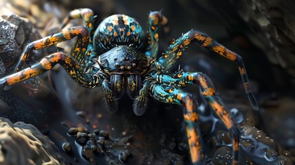 3D model of a multi-colored cave spider
