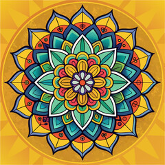 Vector hand drawn doodle mandala. Ethnic mandala with colorful tribal ornament. Isolated. Bright colors.