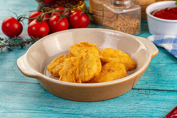 Golden crispy fried chicken nuggets