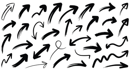 Hand Drawn Arrows In Black Ink Vector Graphic Design Elements Collection