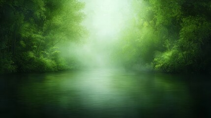 Obraz premium Tranquil river flowing through dense forest captivating nature scene serene