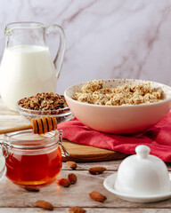 cereal with milk and honey