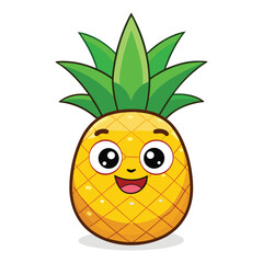 Cartoon pineapple animation with white background