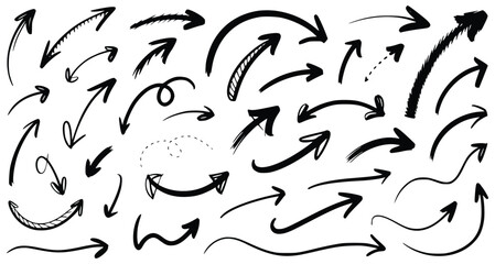 Hand Drawn Arrows Vector Collection Of Directional Signs And Design Elements