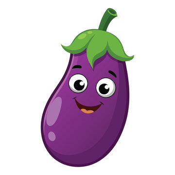 Cartoon eggplant animation with no background