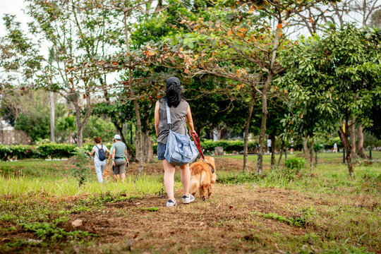 Family with their dogs on a Nature Walk